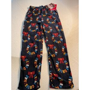 Festive Fun Mens M/L Christmas Wreath Polar Fleece‎ Lounge Pajama Pants